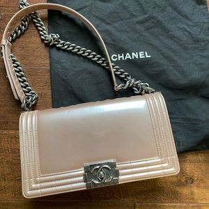 Chanel boy - glossy pink metallic calfskin leather